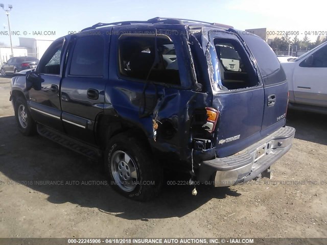 1GNEC13Z12R232948 - 2002 CHEVROLET TAHOE C1500 BLUE photo 3