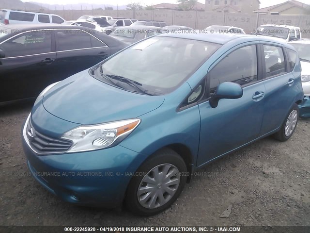 3N1CE2CP3EL369595 - 2014 NISSAN VERSA NOTE S/S PLUS/SV/SL TEAL photo 2