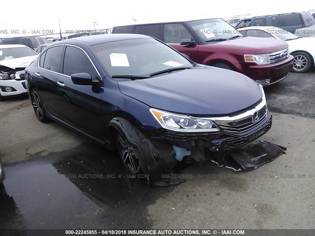 1HGCR2F55GA059911 - 2016 HONDA ACCORD SPORT BLUE photo 1