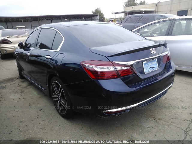 1HGCR2F55GA059911 - 2016 HONDA ACCORD SPORT BLUE photo 3