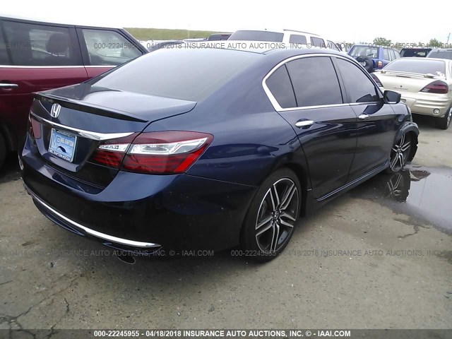 1HGCR2F55GA059911 - 2016 HONDA ACCORD SPORT BLUE photo 4