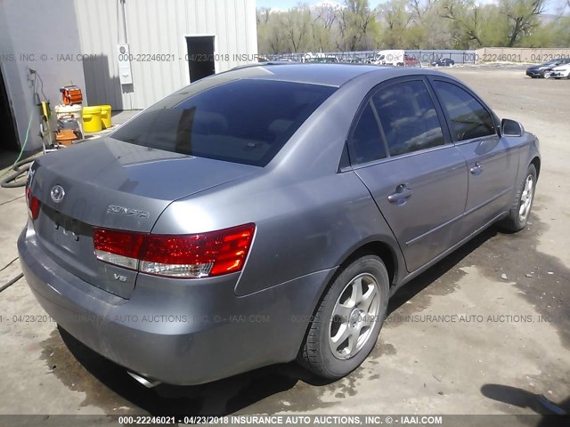 5NPEU46F76H022375 - 2006 HYUNDAI SONATA GLS/LX GRAY photo 4