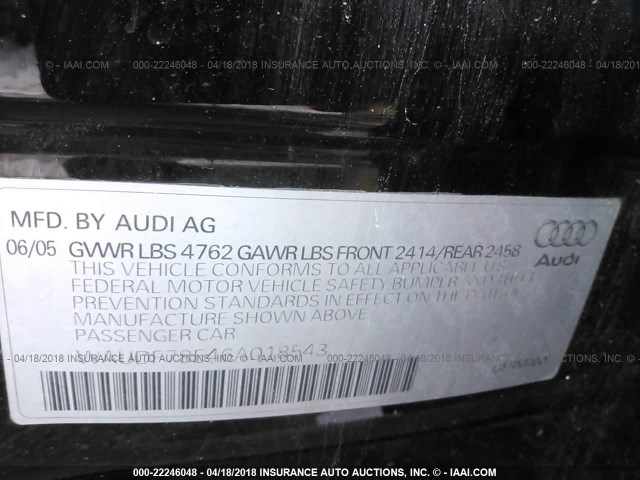 WAUDF78E46A018543 - 2006 AUDI A4 2.0T QUATTRO BLACK photo 9