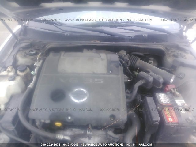 1N4BA41E05C874478 - 2005 NISSAN MAXIMA SE/SL SILVER photo 10