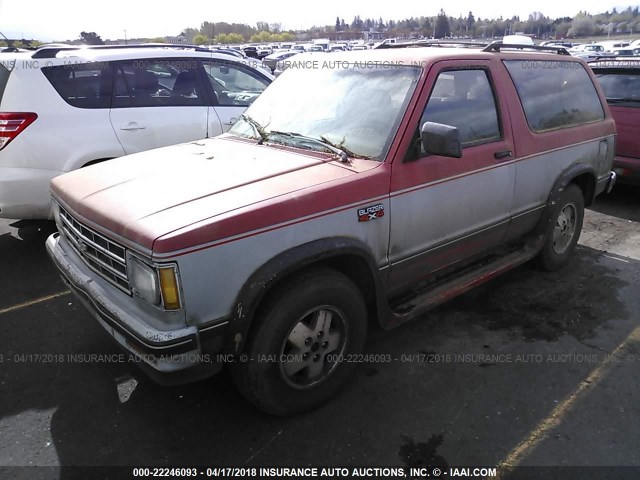 1GNCT18ZXK0160846 - 1989 CHEVROLET BLAZER S10 RED photo 2