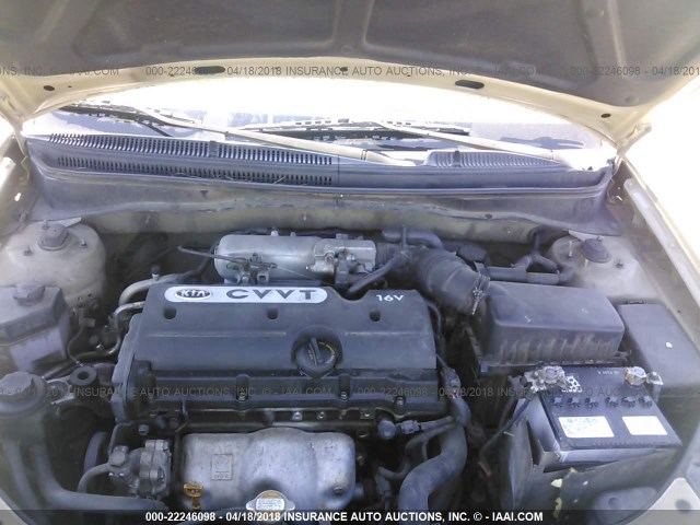 KNADE223596519137 - 2009 KIA RIO LX/SX GOLD photo 10