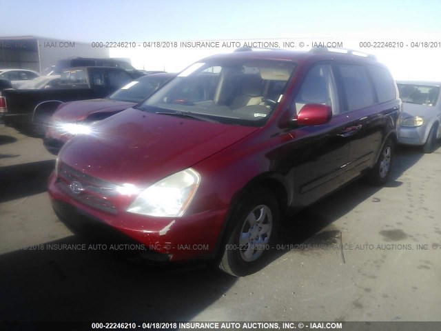 KNDMB233476109226 - 2007 KIA SEDONA EX/LX RED photo 2