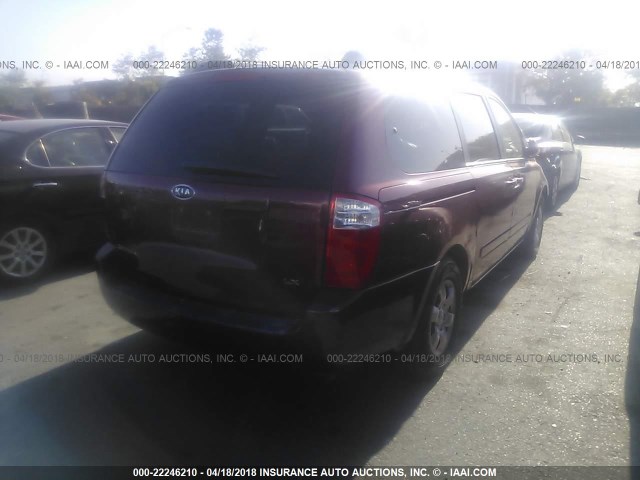 KNDMB233476109226 - 2007 KIA SEDONA EX/LX RED photo 4