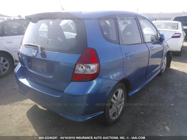 JHMGD38677S056009 - 2007 HONDA FIT S BLUE photo 4