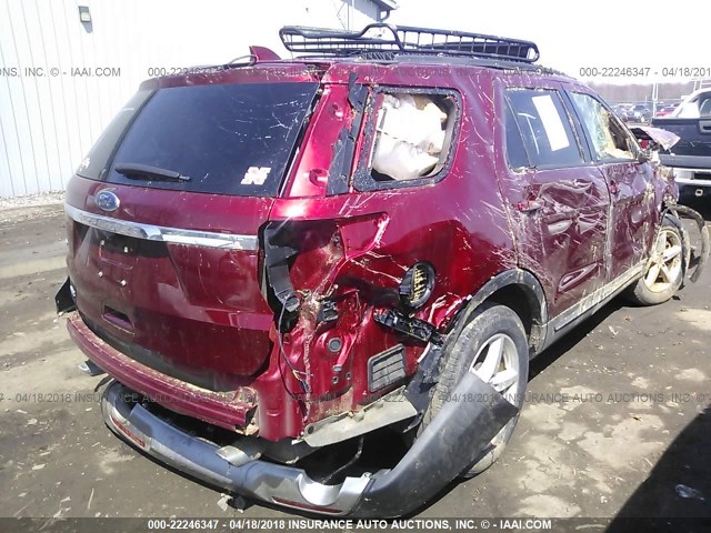 1FM5K7D85GGC31711 - 2016 FORD EXPLORER XLT RED photo 4