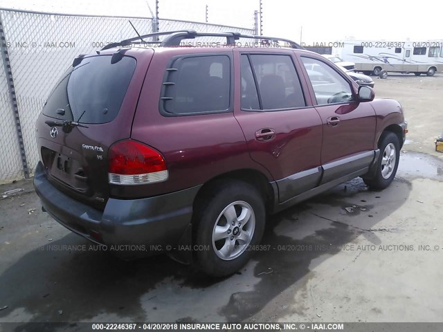 KM8SC73D35U995439 - 2005 HYUNDAI SANTA FE GLS/LX RED photo 4