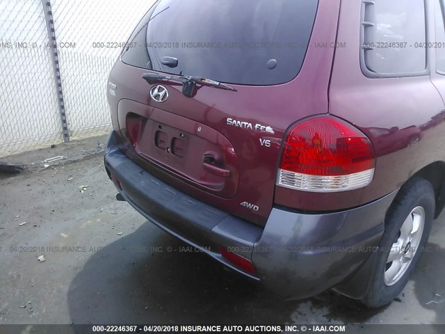 KM8SC73D35U995439 - 2005 HYUNDAI SANTA FE GLS/LX RED photo 6