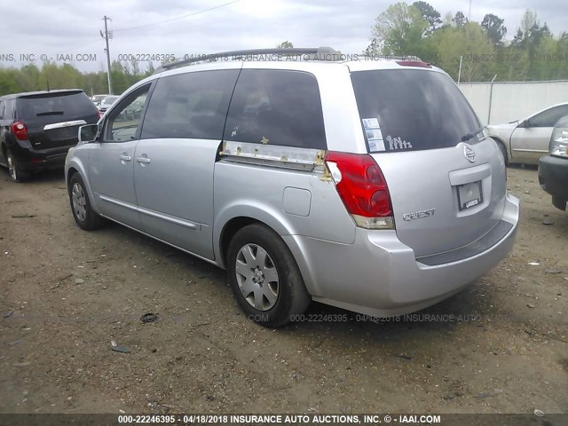 5N1BV28U05N119492 - 2005 NISSAN QUEST S/SE/SL SILVER photo 3