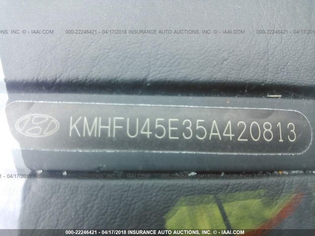 KMHFU45E35A420813 - 2005 HYUNDAI XG 350 GRAY photo 9