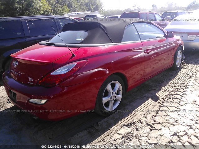 4T1FA38P67U132463 - 2007 TOYOTA CAMRY SOLARA SE/SLE RED photo 4