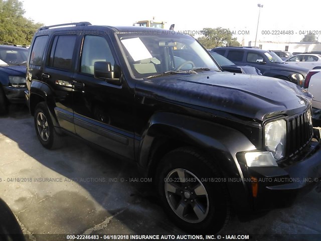 1J8GP28K78W281744 - 2008 JEEP LIBERTY SPORT BLACK photo 1