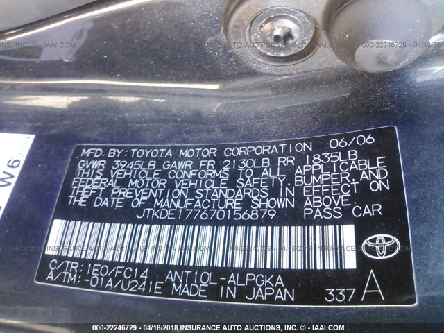 JTKDE177670156879 - 2007 TOYOTA SCION TC 灰色 照片 9