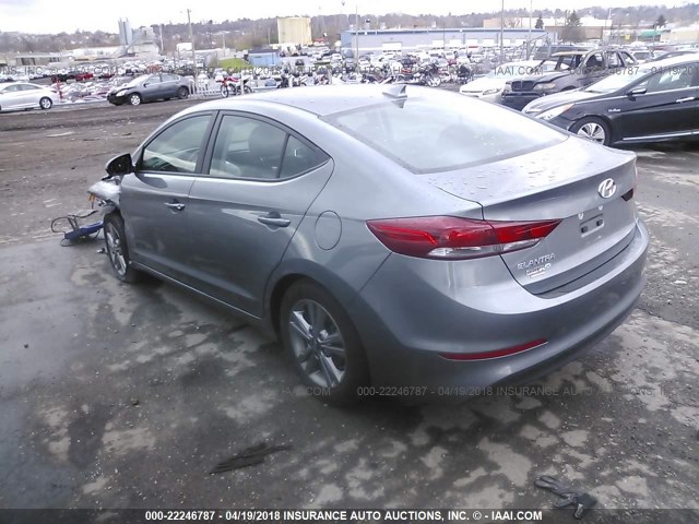 KMHD84LFXJU442789 - 2018 HYUNDAI ELANTRA SEL/VALUE/LIMITED GRAY photo 3