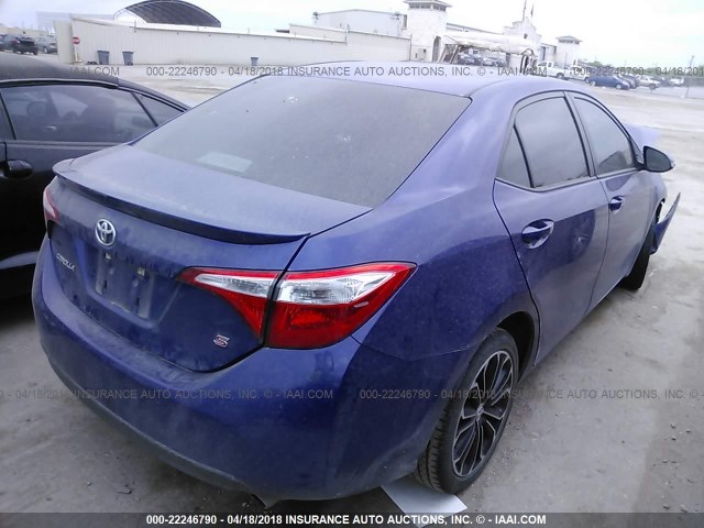 5YFBURHE3EP012562 - 2014 TOYOTA COROLLA L/LE/LE PLS/PRM/S/S PLS BLUE photo 4