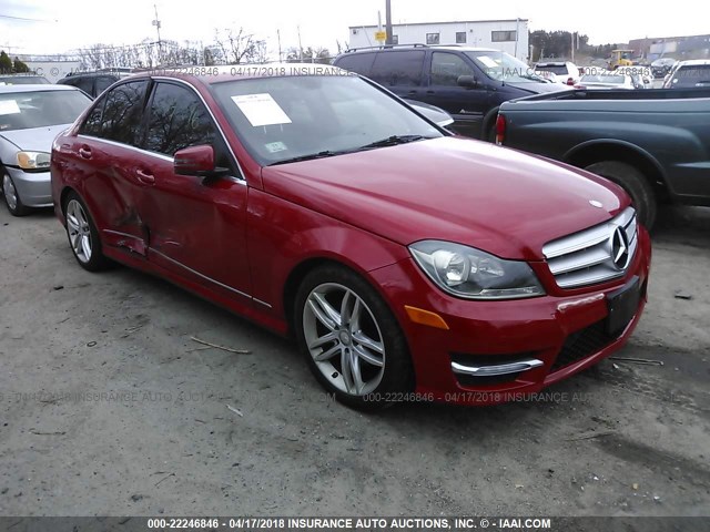 WDDGF8BB9CA722517 - 2012 MERCEDES-BENZ C 300 4MATIC RED photo 1