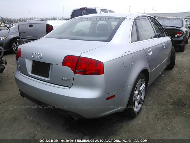 WAUAF78E57A013288 - 2007 AUDI A4 2/TURBO SILVER photo 4