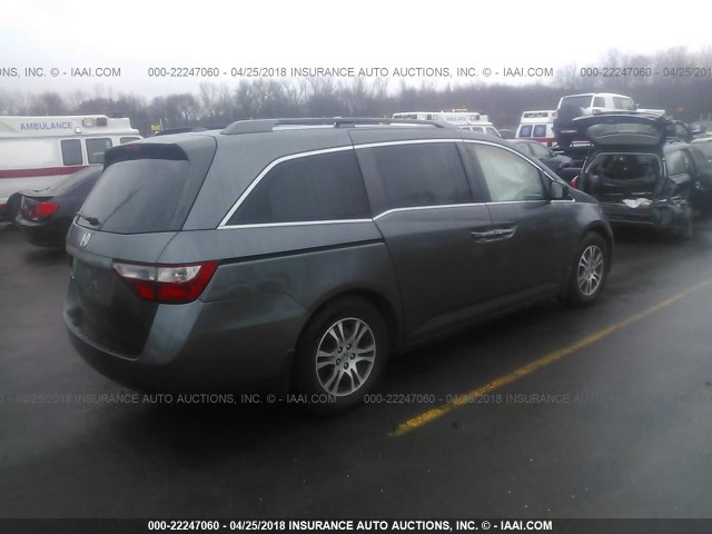 5FNRL5H69BB074350 - 2011 HONDA ODYSSEY EXL GRAY photo 4