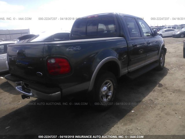 1FTRW08L22KC13611 - 2002 FORD F150 SUPERCREW GREEN photo 4