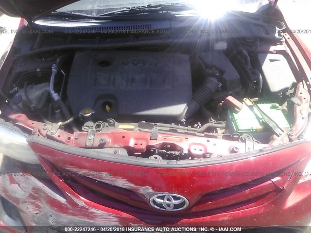 5YFBU4EE3CP072684 - 2012 TOYOTA COROLLA S/LE RED photo 10