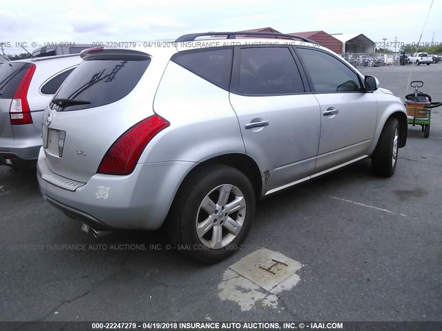 JN8AZ08T36W400590 - 2006 NISSAN MURANO SL/SE/S SILVER photo 4