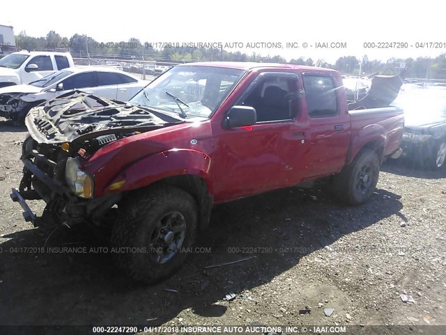 1N6ED27T14C465202 - 2004 NISSAN FRONTIER CREW CAB XE V6 RED photo 2