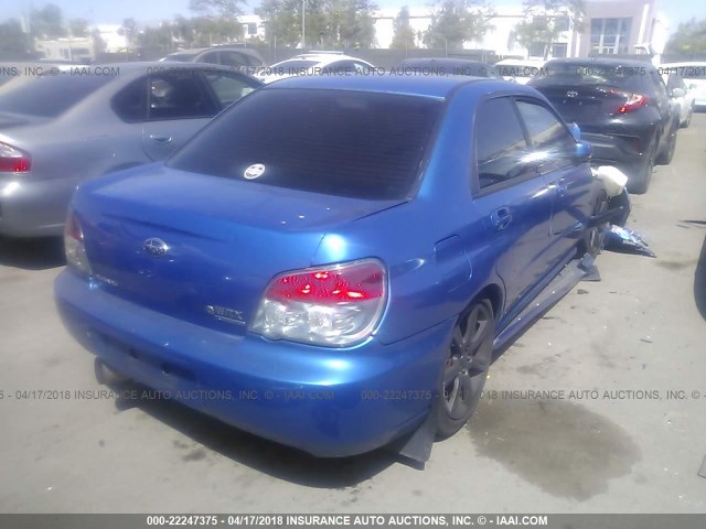 JF1GD79676G518308 - 2006 SUBARU IMPREZA WRX/LIMITED BLUE photo 4