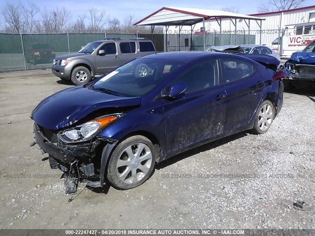 5NPDH4AE0BH014627 - 2011 HYUNDAI ELANTRA GLS/LIMITED BLUE photo 2