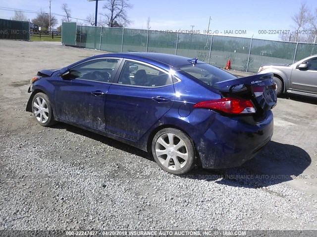 5NPDH4AE0BH014627 - 2011 HYUNDAI ELANTRA GLS/LIMITED BLUE photo 3