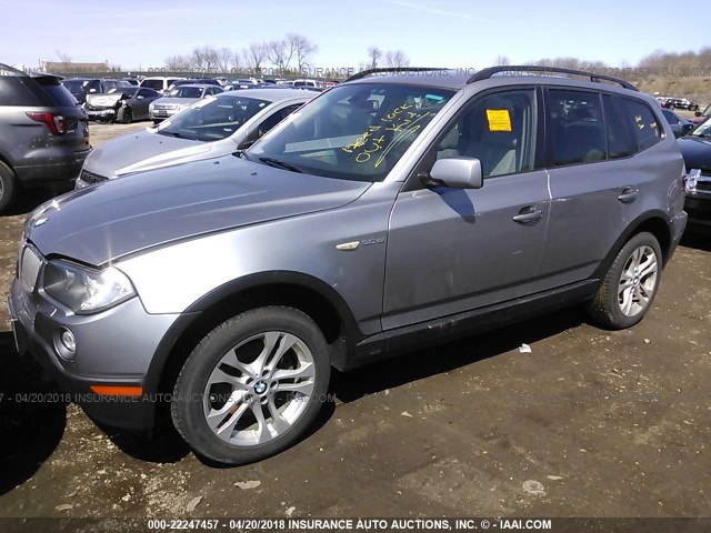 WBXPC93497WF29369 - 2007 BMW X3 3.0SI GRAY photo 2