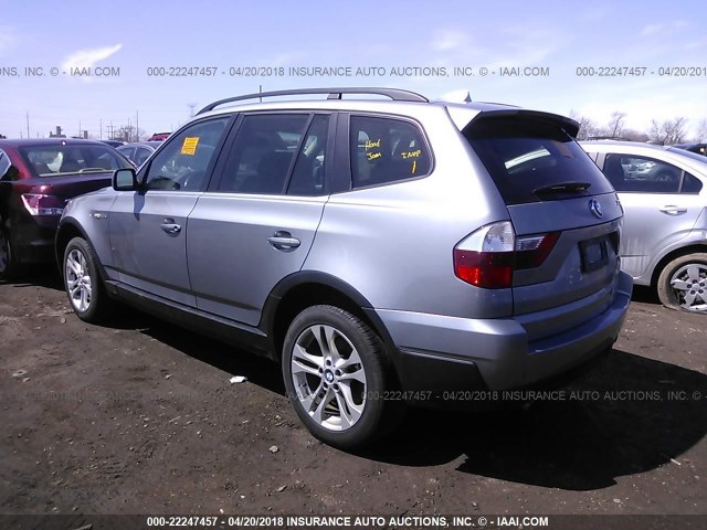 WBXPC93497WF29369 - 2007 BMW X3 3.0SI GRAY photo 3