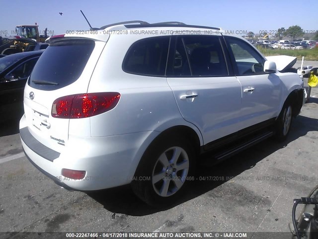 5NMSH13E57H089010 - 2007 HYUNDAI SANTA FE SE/LIMITED WHITE photo 4