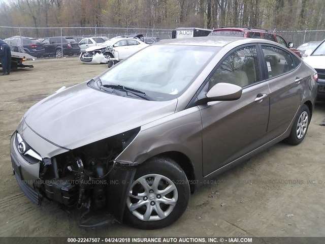 KMHCT4AE5CU183300 - 2012 HYUNDAI ACCENT GLS/GS BROWN photo 2