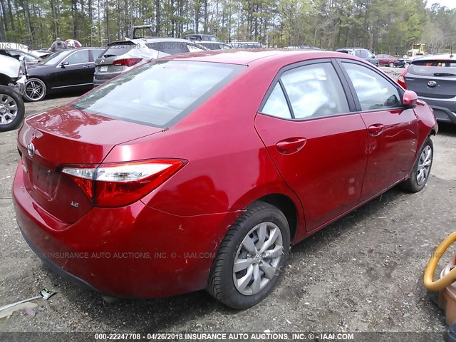 5YFBURHEXEP095309 - 2014 TOYOTA COROLLA L/LE/LE PLS/PRM/S/S PLS RED photo 4