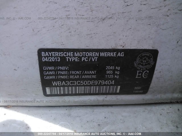 WBA3C3C50DF979404 - 2013 BMW 320 I/XDRIVE PINK photo 9
