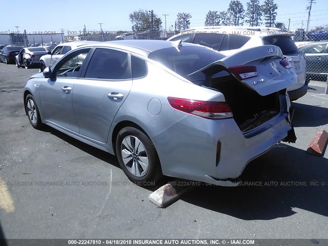 KNAGT4LC1H5005450 - 2017 KIA OPTIMA HYBRID SILVER photo 3