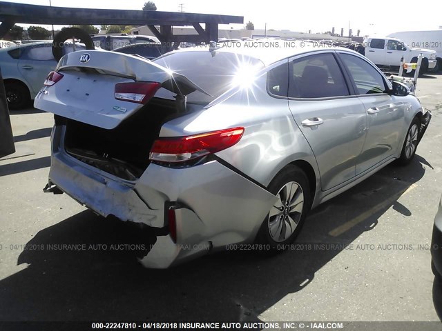 KNAGT4LC1H5005450 - 2017 KIA OPTIMA HYBRID SILVER photo 4