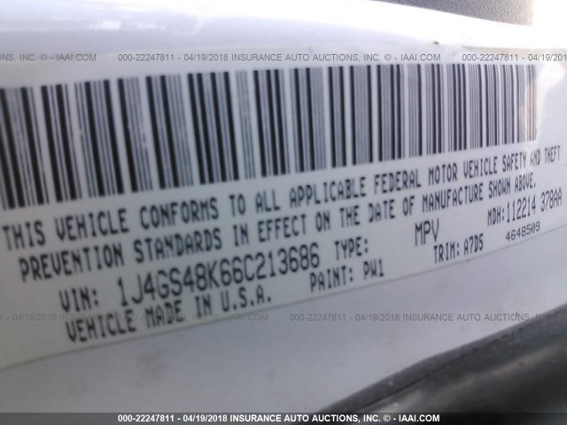 1J4GS48K66C213686 - 2006 JEEP GRAND CHEROKEE LAREDO/COLUMBIA/FREEDOM 白色 照片 9