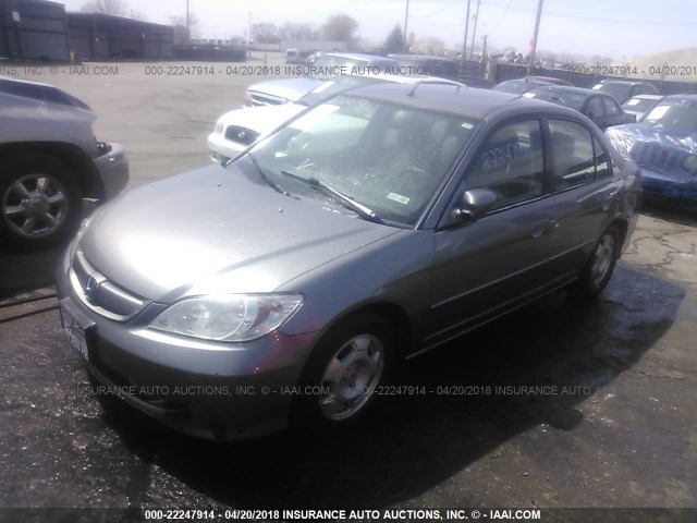 JHMES96625S012306 - 2005 HONDA CIVIC HYBRID GRAY photo 2