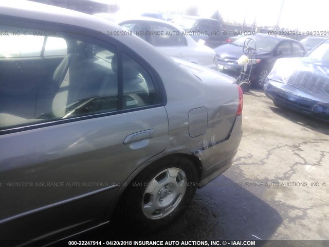 JHMES96625S012306 - 2005 HONDA CIVIC HYBRID GRAY photo 6