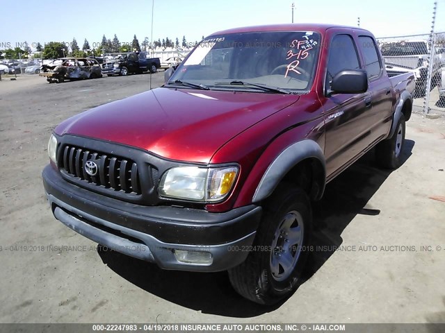 5TEHN72N92Z068287 - 2002 TOYOTA TACOMA DOUBLE CAB RED photo 2