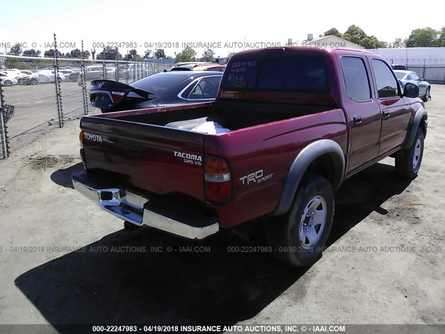 5TEHN72N92Z068287 - 2002 TOYOTA TACOMA DOUBLE CAB RED photo 4