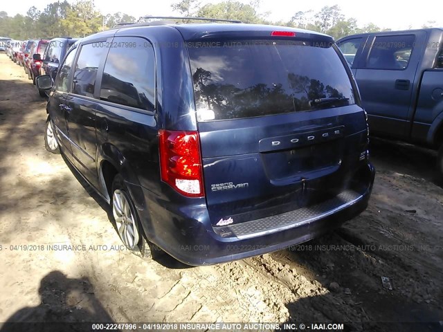 2C4RDGCG9ER253280 - 2014 DODGE GRAND CARAVAN SXT Dark Blue photo 3