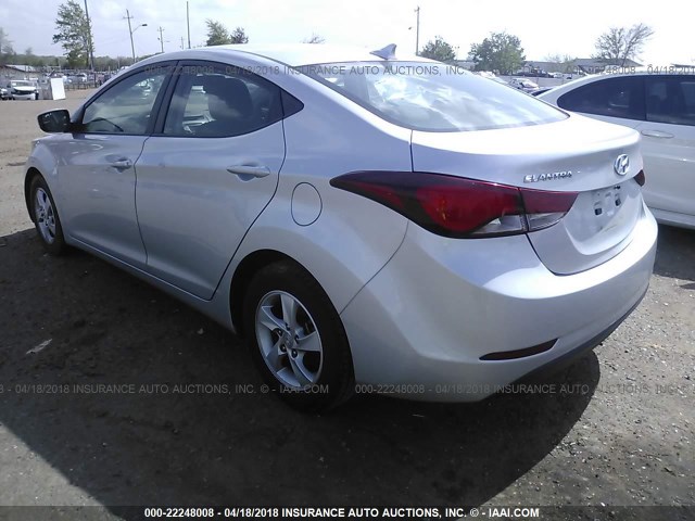 5NPDH4AE4EH462129 - 2014 HYUNDAI ELANTRA SE/SPORT/LIMITED SILVER photo 3