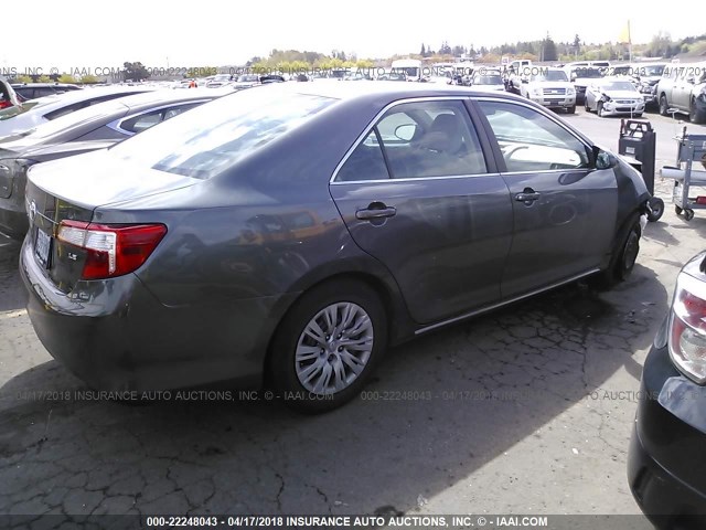 4T4BF1FK4DR275019 - 2013 TOYOTA CAMRY L/SE/LE/XLE GRAY photo 4