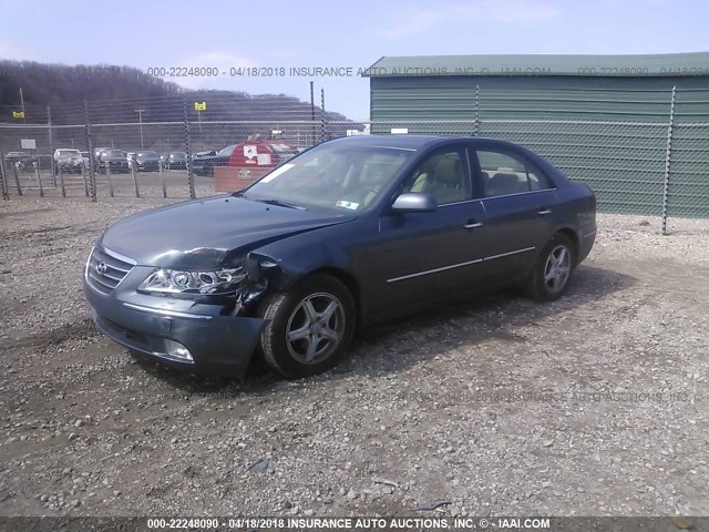 5NPEU46F09H407765 - 2009 HYUNDAI SONATA SE/LIMITED BLUE photo 2